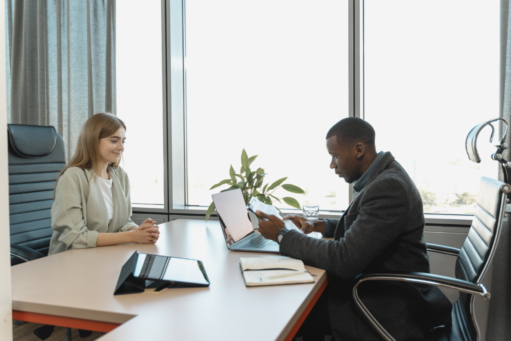 Student meeting with a career counselor
